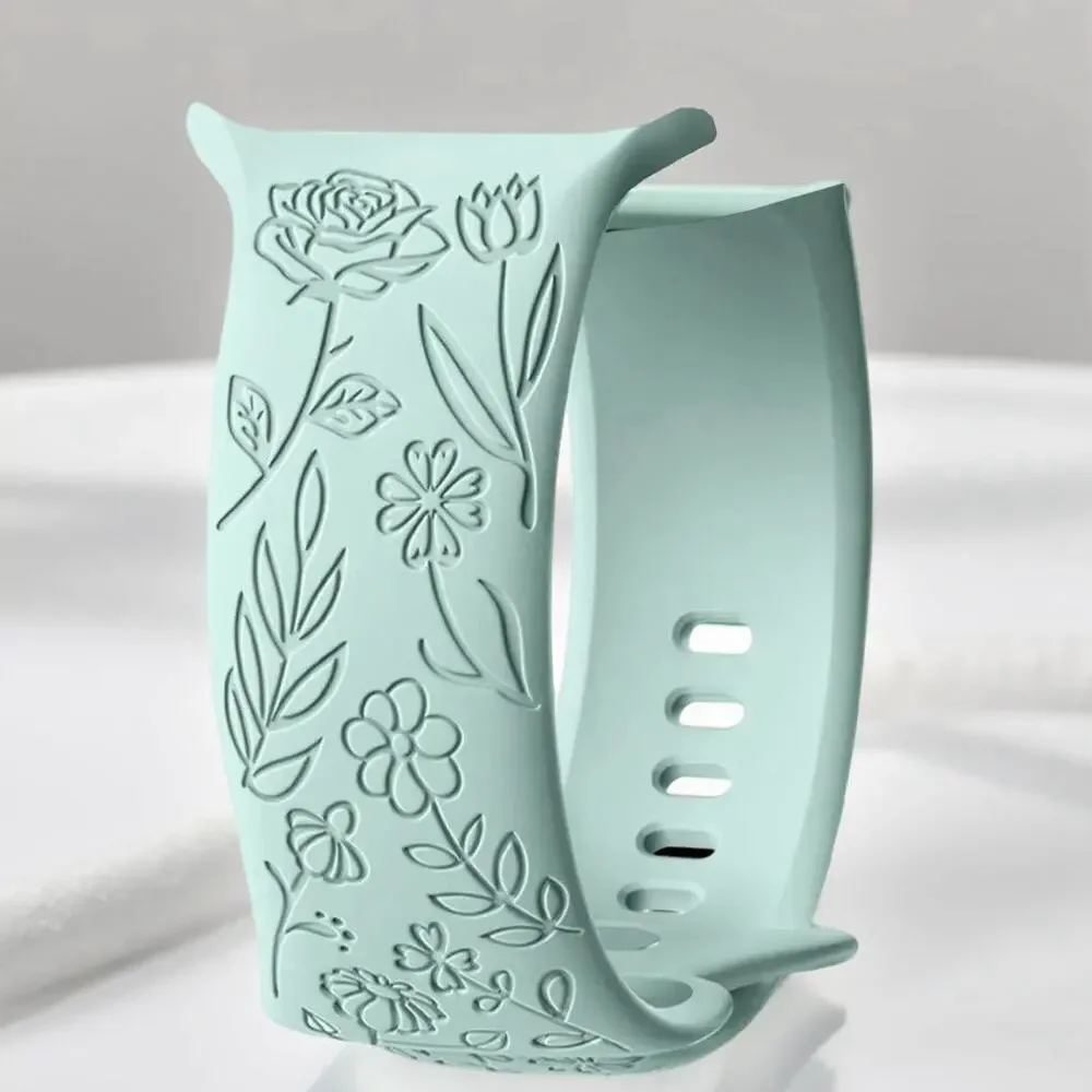 New Cyan Floral Design Apple Watch Bands 38mm 40mm 41mm